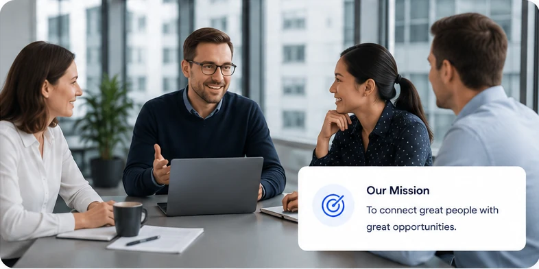 Recruitment consultants discussing hiring plans with a client